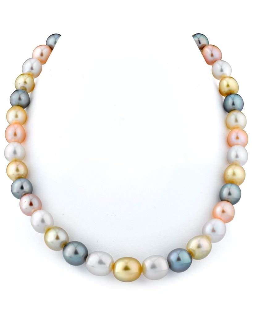 9-11mm South Sea & Freshwater Off-Round Multicolor Pearl Necklace