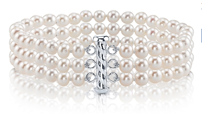 Triple White Freshwater Pearl Bracelet