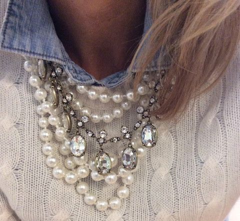 Layered pearls with metal metal and other gemstones.