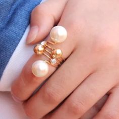 Layered pearl ring