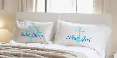 These Nauti Couples pillowcases make awesome wedding gifts for you and your bride ONLY IF you are sailors. So use your wedding registry wisely.