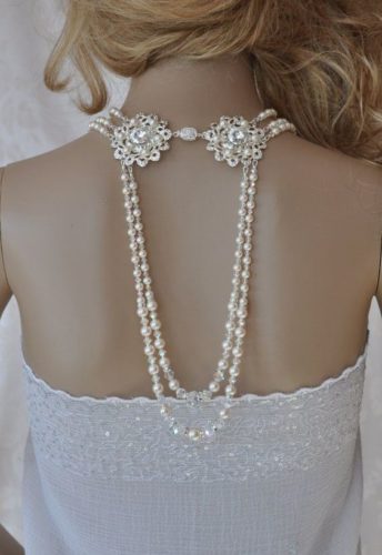 Crystal & Pearl Body Back Necklace