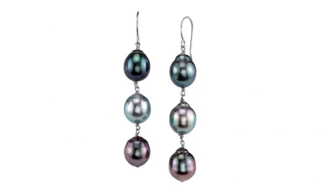 Tahitian South Sea Drop Multicolor Pearl Tincup Earrings from The Pearl Source