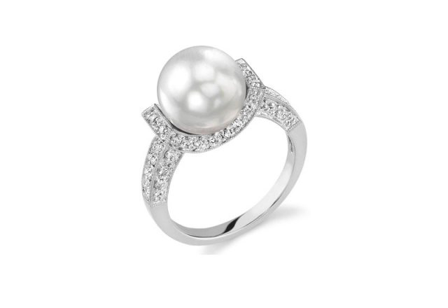 South Sea Pearl Diamond Sparkling Jewel Engagement Ring