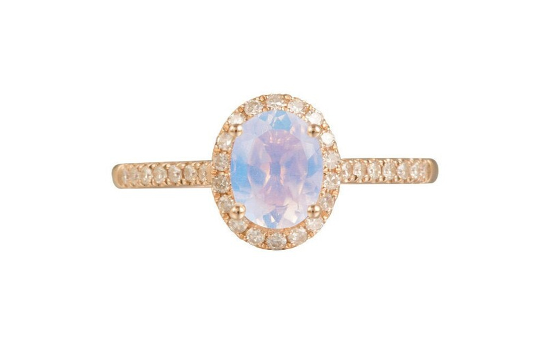 Moonstone Halo Ring