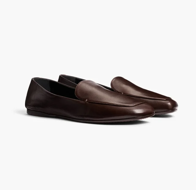 Khaite loafers in brown leather with a low profile sole.