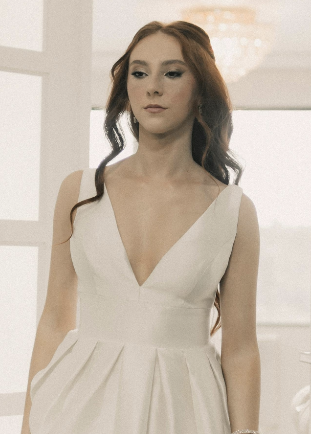 Plunging wedding dress neckline